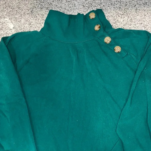 J. Crew green mock neck sweatshirt size large - Picture 1 of 5